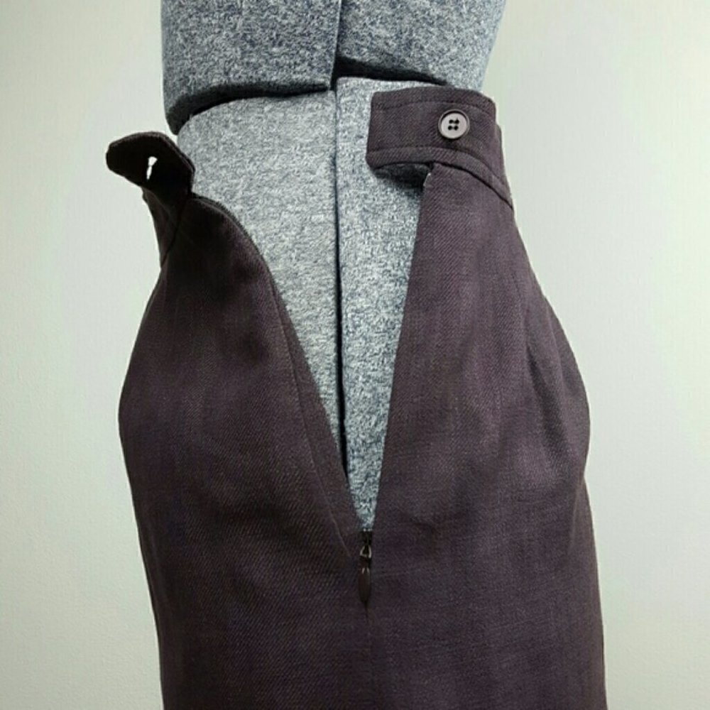 Yves Saint Laurent Pencil Skirt EU 44 Vintage Wool Flax Purple Designer Luxury - Picture 5 of 10